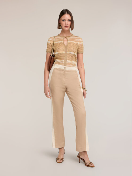 Motivi Motivi Pantaloni di tessuto P097Q004557N0R2 Crema Regular Fit