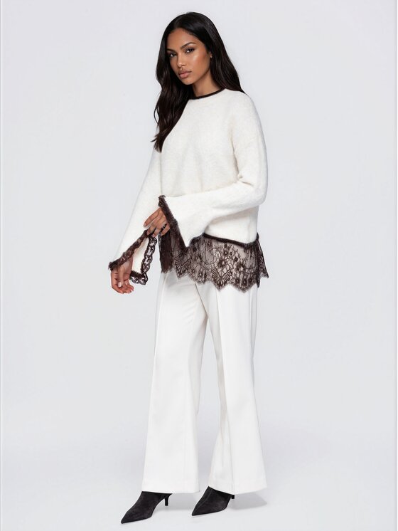 Ombre Ombre Sweter OW-SW-E0041 Beżowy jasny Relaxed Fit