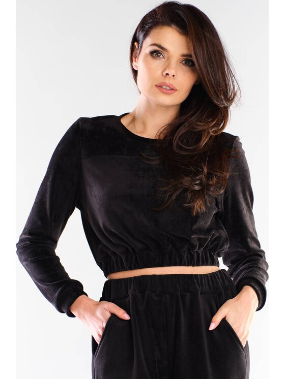 Awama Awama Bluzka A421 Czarny Basic Fit