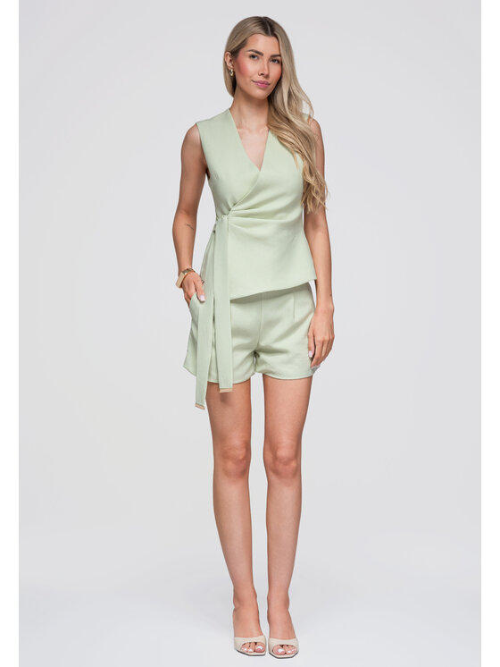 Ombre Ombre Szorty materiałowe OW-ST-E0023 Zielony Regular Fit