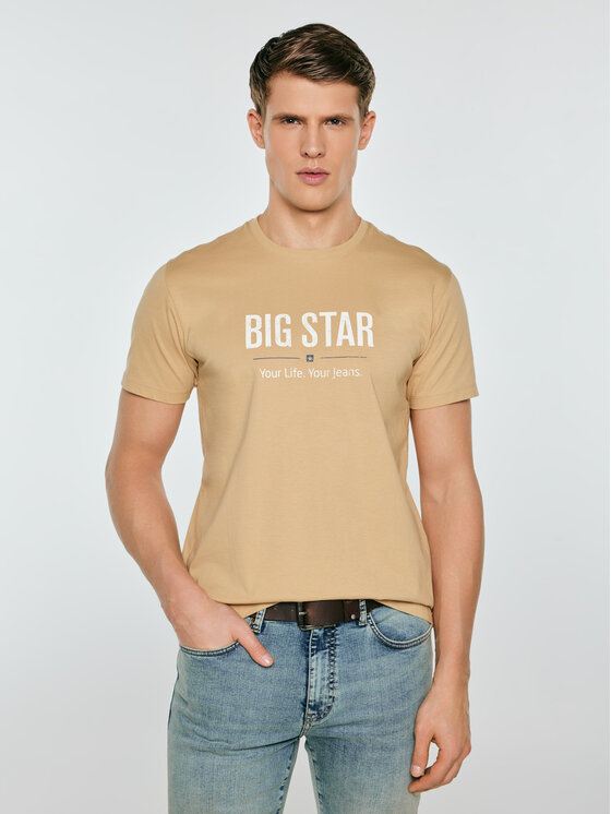 BIG STAR BIG STAR T-Shirt BRUNO Beżowy Basic Fit