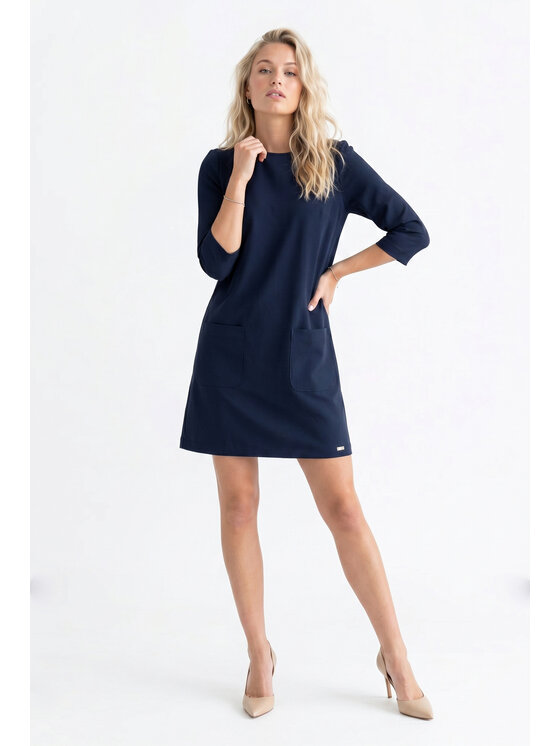 FIGL FIGL Sukienka koktajlowa M1350 Granatowy Straight Fit