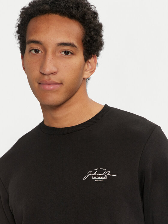 Jack&Jones Jack&Jones Majica dugih rukava Ferris 12256837 Crna Standard Fit