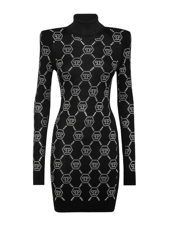 PHILIPP PLEIN PHILIPP PLEIN Sukienka wieczorowa 11551 Czarny Fitted Fit