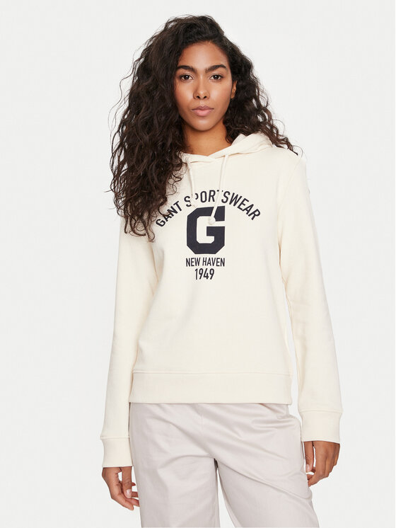 Gant Mikina Logo 4200847 Écru Relaxed Fit
