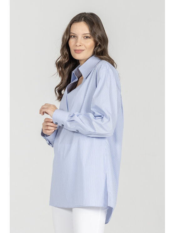 Deni Cler Milano Deni Cler Milano Bluzka W-DC-1418-F2-E1-55-1 Niebieski Regular Fit