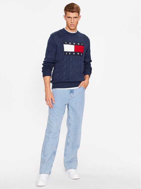 Tommy Jeans Tommy Jeans Sweter Flag DM0DM17762 Granatowy Relaxed Fit