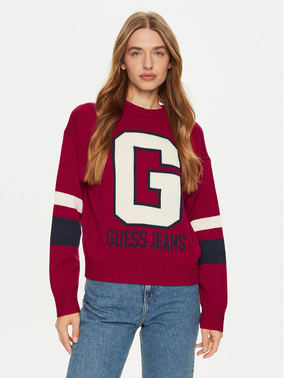 Damski Sweter Guess Jeans, Rozmiar M, Czerwony, W4BR11 Z3HN2