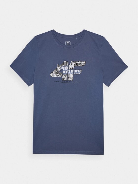 4F 4F T-Shirt 4FJRSS24TTSHM2210-33S Niebieski Regular Fit