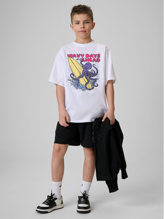 4F 4F T-Shirt WAVE RIDERS CLUB Biały Loose Fit