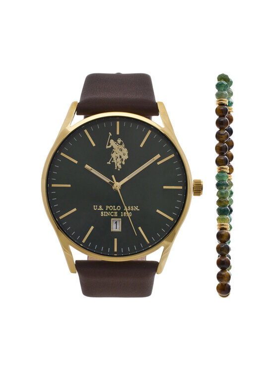 U.S. Polo Assn. U.S. Polo Assn. Rinkinys: laikrodis ir apyrankė Colin USP6376TW Auksinė