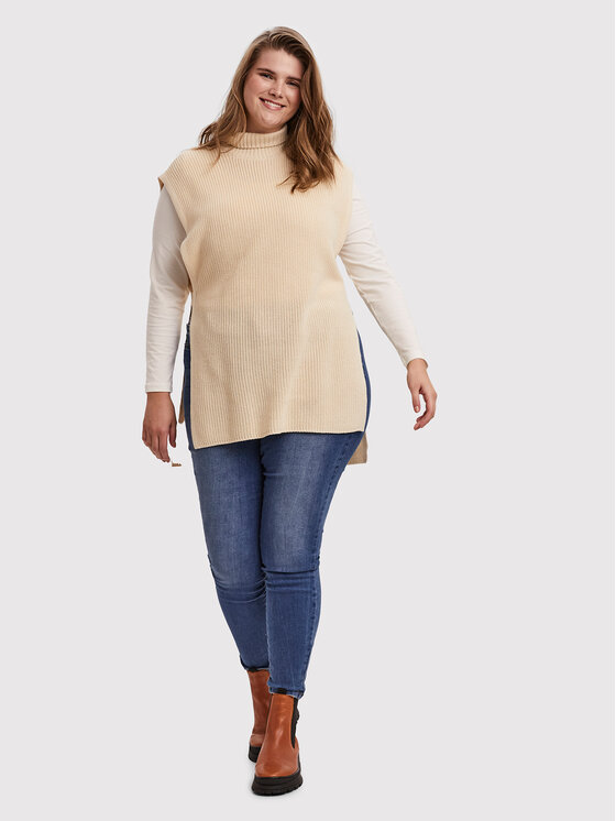 Vero Moda Curve Vero Moda Curve Sveter Myrna 10252749 Béžová Regular Fit
