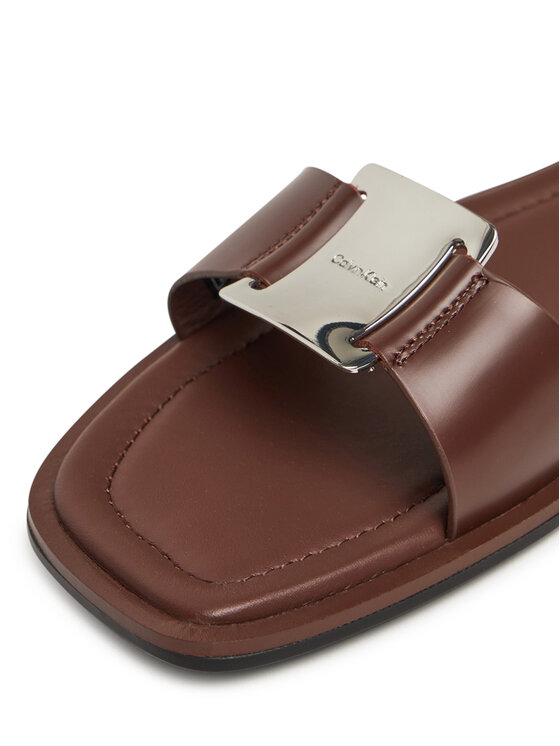 Calvin Klein Calvin Klein Šľapky Flat Slide W/Ck Hw Big - Lth HW0HW02482 Hnedá