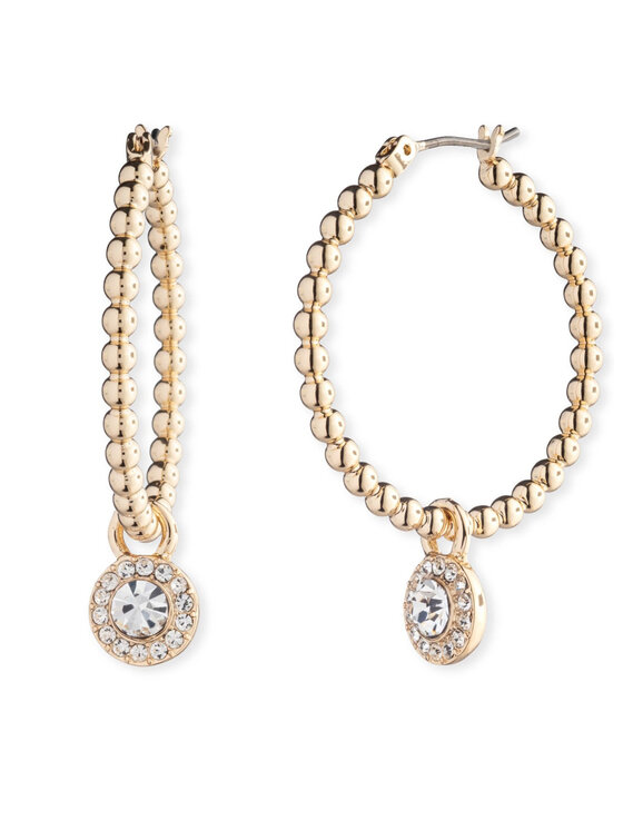 LAUREN RALPH LAUREN LAUREN RALPH LAUREN Auskarai Pe 30Mm Pave Bead Hoop 14G00923 Auksinė