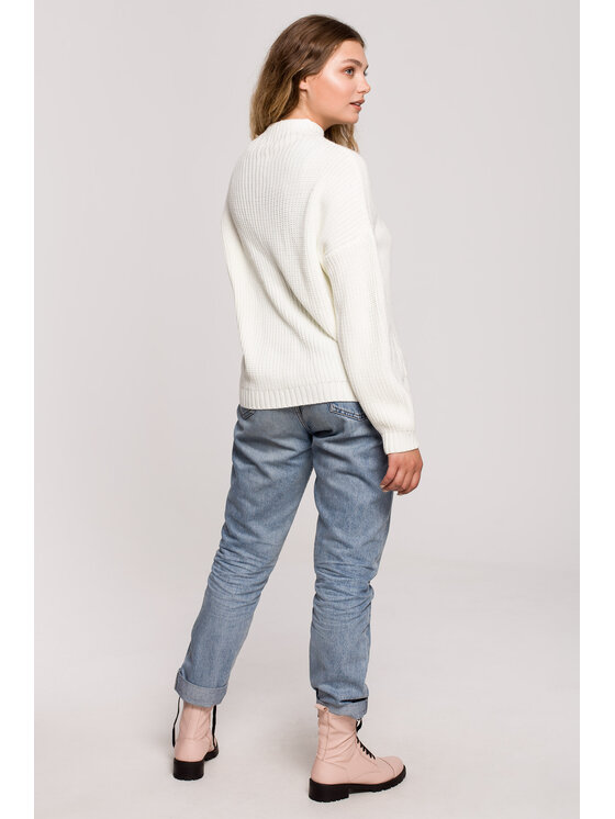 BeWear BeWear Sweter BK078 Écru Modern Fit