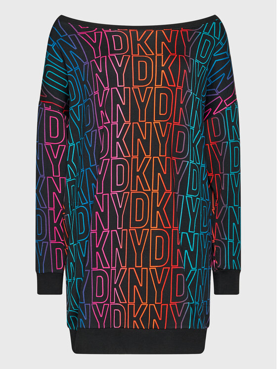 DKNY DKNY Плетена рокля YI2322601 Черен Relaxed Fit