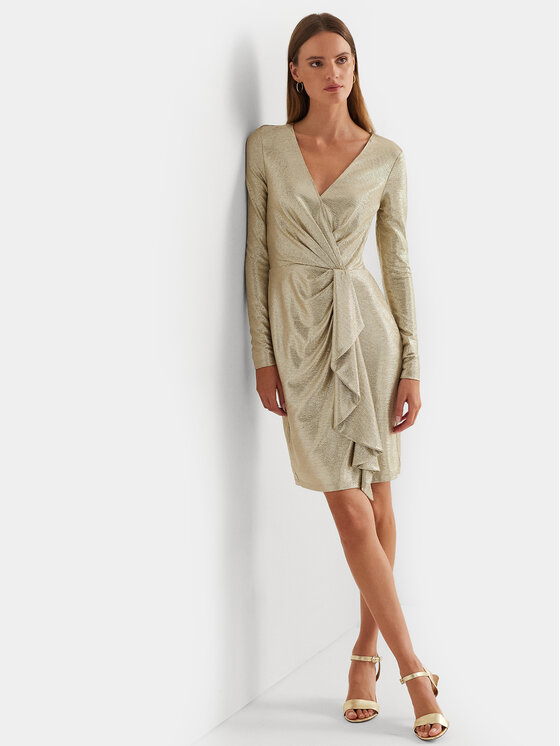 LAUREN RALPH LAUREN Lauren Ralph Lauren Коктейлна рокля 253919827005 Златист Slim Fit
