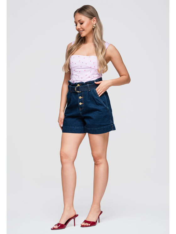 Ombre Ombre Szorty jeansowe OW-ST-E0011 Granatowy Relaxed Fit