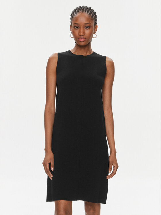 Calvin Klein Calvin Klein Úpletové šaty Extra Fine Wool Shift Dress K20K206899 Černá Regular Fit