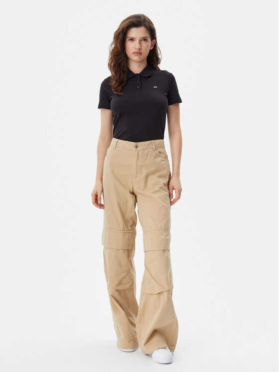 Tommy Jeans Tommy Jeans Тениска с яка и копчета Essential DW0DW20160 Черен Slim Fit