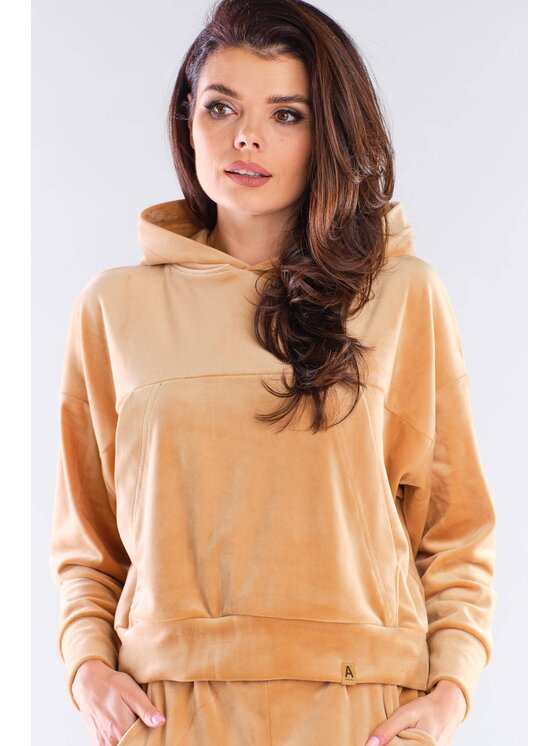 Awama Awama Bluza A412 Beżowy Basic Fit