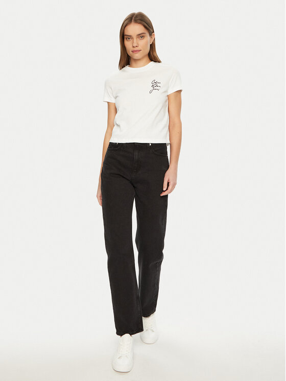 Calvin Klein Jeans Calvin Klein Jeans T-shirt Script Institutional J20J224984 Bijela Slim Fit