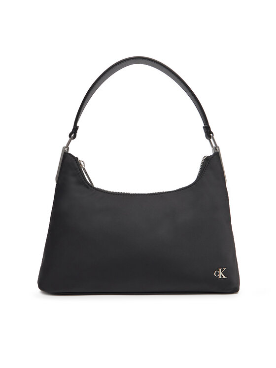 Geantă Calvin Klein Jeans Satin Nylon Small Shoulder Bag LV04K3219G Negru