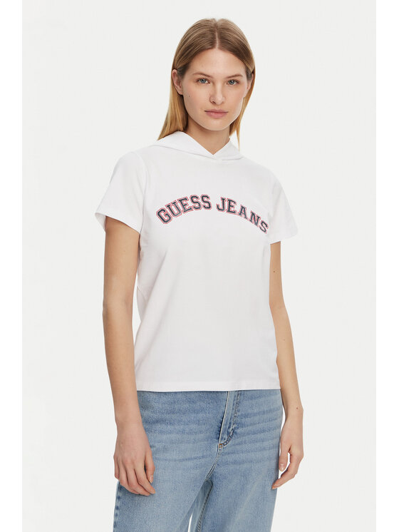 Guess Jeans Guess Jeans T-Shirt W5GP28 J1314 Bílá Regular Fit