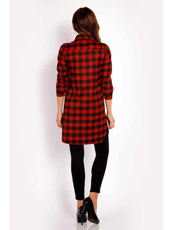 Awama Awama Koszula L002 Czerwony Basic Fit