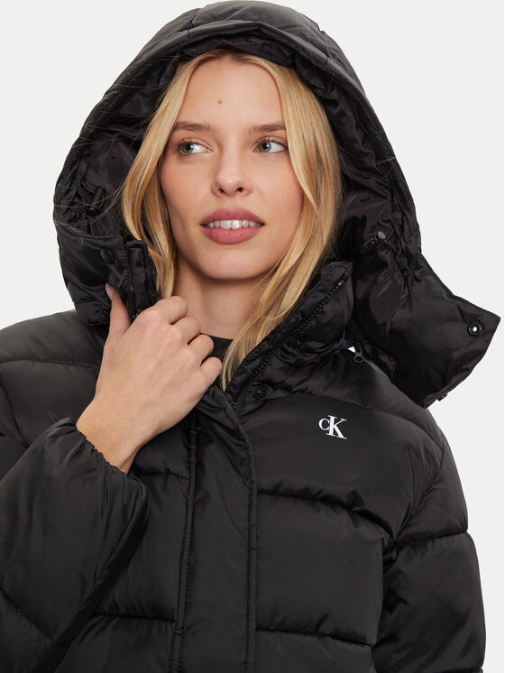 Calvin Klein Jeans Calvin Klein Jeans Μπουφάν χειμωνιάτικο Shiny Monologo J20J224616 Μαύρο Regular Fit