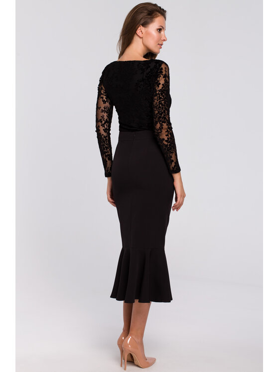 Makover Makover Midi sukňa K025 Čierna Regular Fit