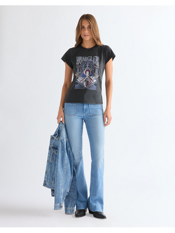 Wrangler Wrangler T-Shirt SHRUNKEN BAND TEE Czarny Slim Fit