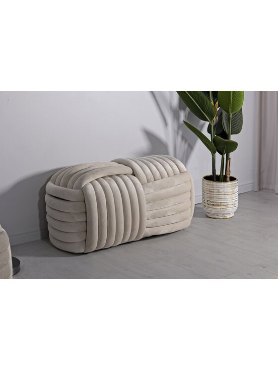 MIAhome MIAhome Poduszka Pufa PLECIONA WELUROWA 90x45x45 cm Beżowy