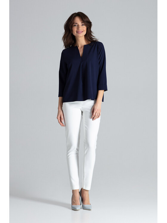 Lenitif Lenitif Blusa L035 Blu scuro Regular Fit