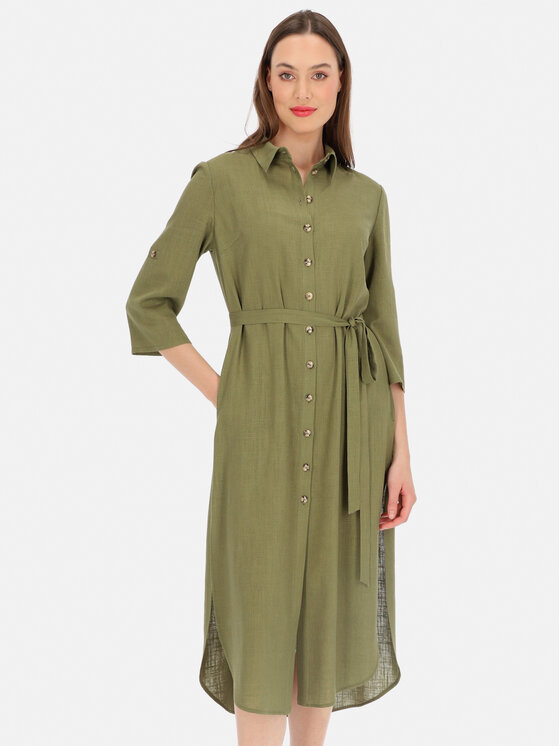 Sukienka koszulowa Potis & Verso, Rozmiar 40, Khaki, Toni