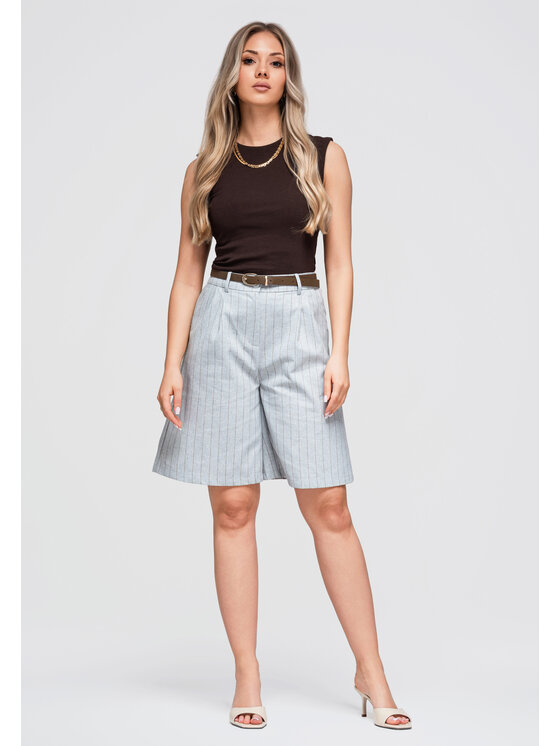 Ombre Ombre Szorty materiałowe OW-ST-E0016 Szary Bermuda Fit