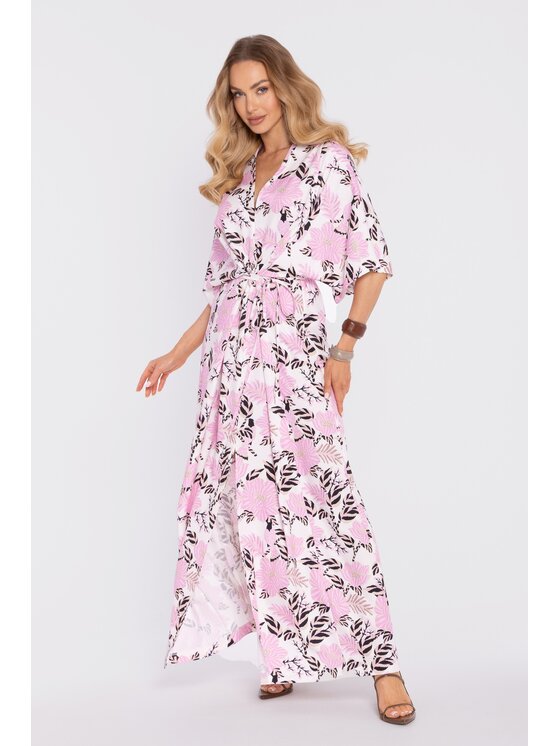 Made of Emotion Made of Emotion Sukienka koktajlowa M918 Różowy Waisted Fit