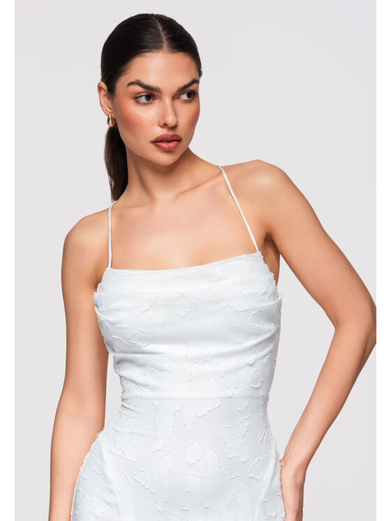 Ombre Ombre Sukienka wieczorowa LA-OM-DLR307 Biały Slim Fit
