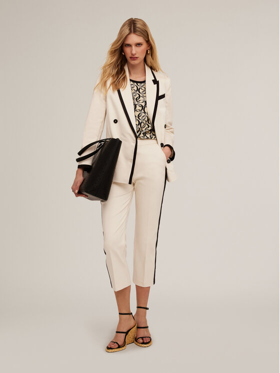 Motivi Motivi Pantaloni di tessuto P238Q003829N002 Crema Cropp Fit