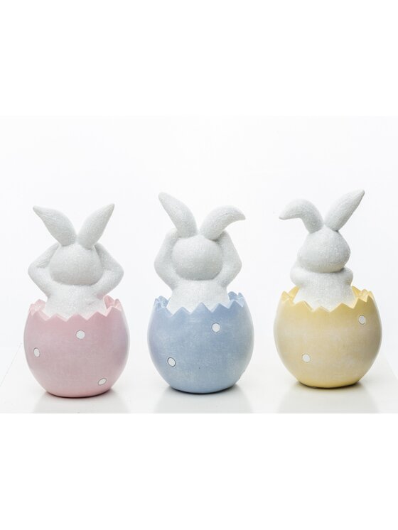 MIAhome MIAhome Figurka 3 króliczki w kolorowych skorupkach 12x6,5x6,5 cm Kolorowy