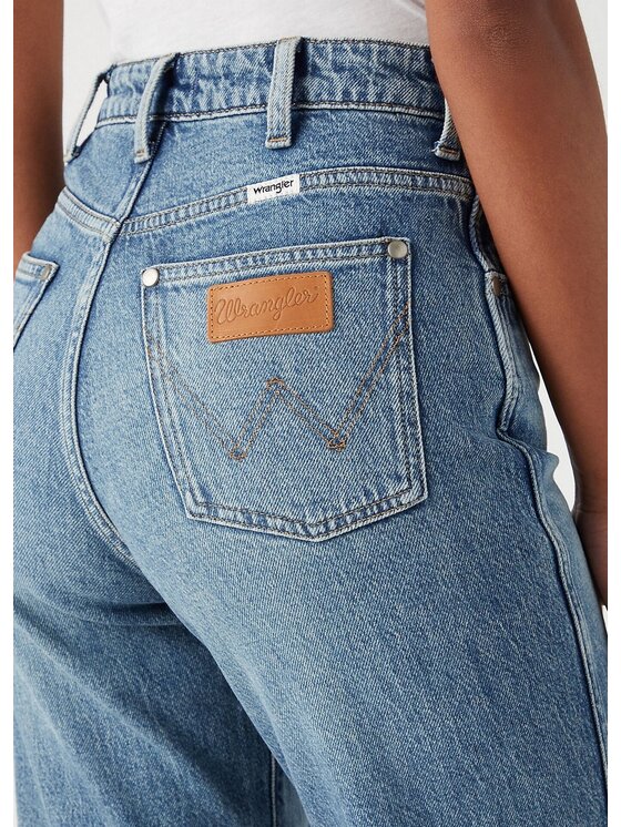 Wrangler Wrangler Jeansy Mom Straight Niebieski Mom Fit