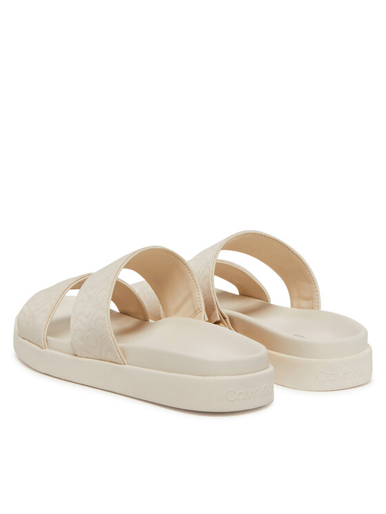 Calvin Klein Calvin Klein Şlapi Flat Slide Jacq HW0HW02486 Écru