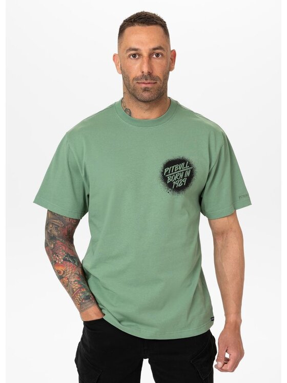 PITBULL PITBULL T-Shirt GRAFFITI Zielony Regular Fit