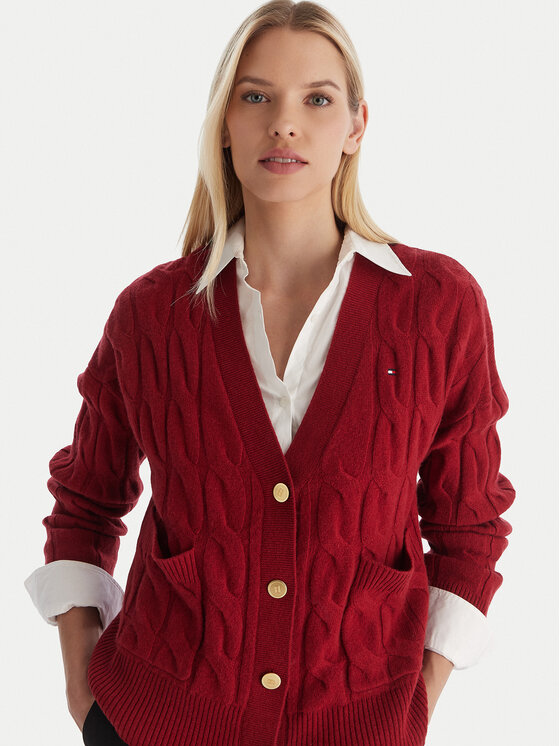 Tommy Hilfiger Tommy Hilfiger Kardiganas WW0WW43089 Raudona Regular Fit