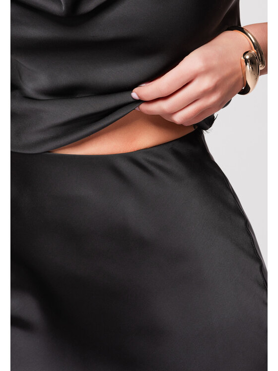 Ombre Ombre Spódnica midi OW-GL-E0003 Czarny A-Line Fit