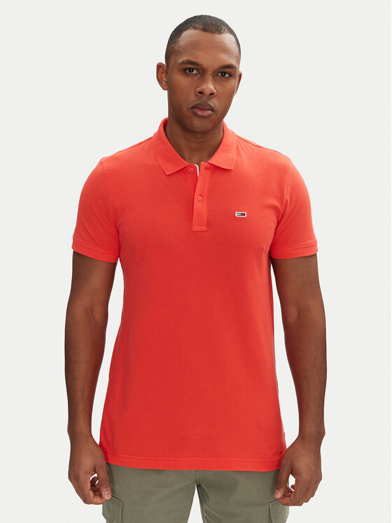 Tommy Jeans Polokošeľa DM0DM20676 Červená Slim Fit