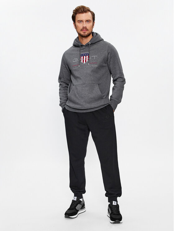 GANT Reg Tonal Shield Sweat Pants - Pantaloni Della Tuta Eleganti Per Uomo, Vestibilità Normale, Logo Ricamato, Grigio