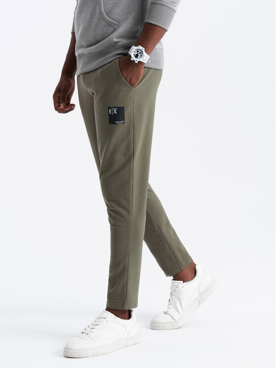 Ombre Ombre Teplákové kalhoty OM-PASK-0167 Khaki Regular Fit