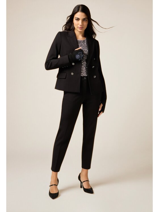 Oltre Oltre Pantaloni di tessuto P062R008826N033 Nero Regular Fit