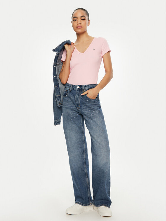 Tommy Jeans Tommy Jeans Marškinėliai Essential DW0DW17385 Rožinė Slim Fit